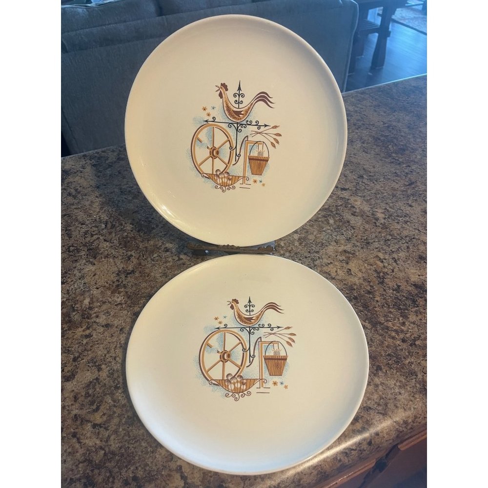 Vintage MCM Weather Vane Plates Taylor Smith Taylor